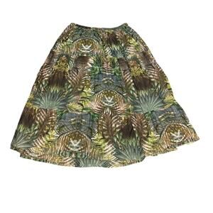 Jane Ashley Women's Green Tropical Elastic Waist Tiered Maxi Skirts Size 1X NWT